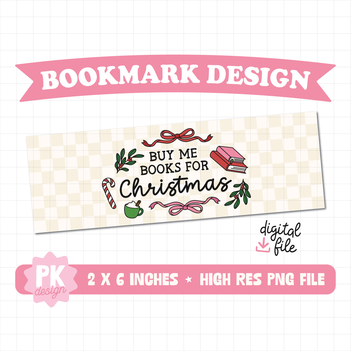 Buy Me Books for Christmas Bookmark Design PNG