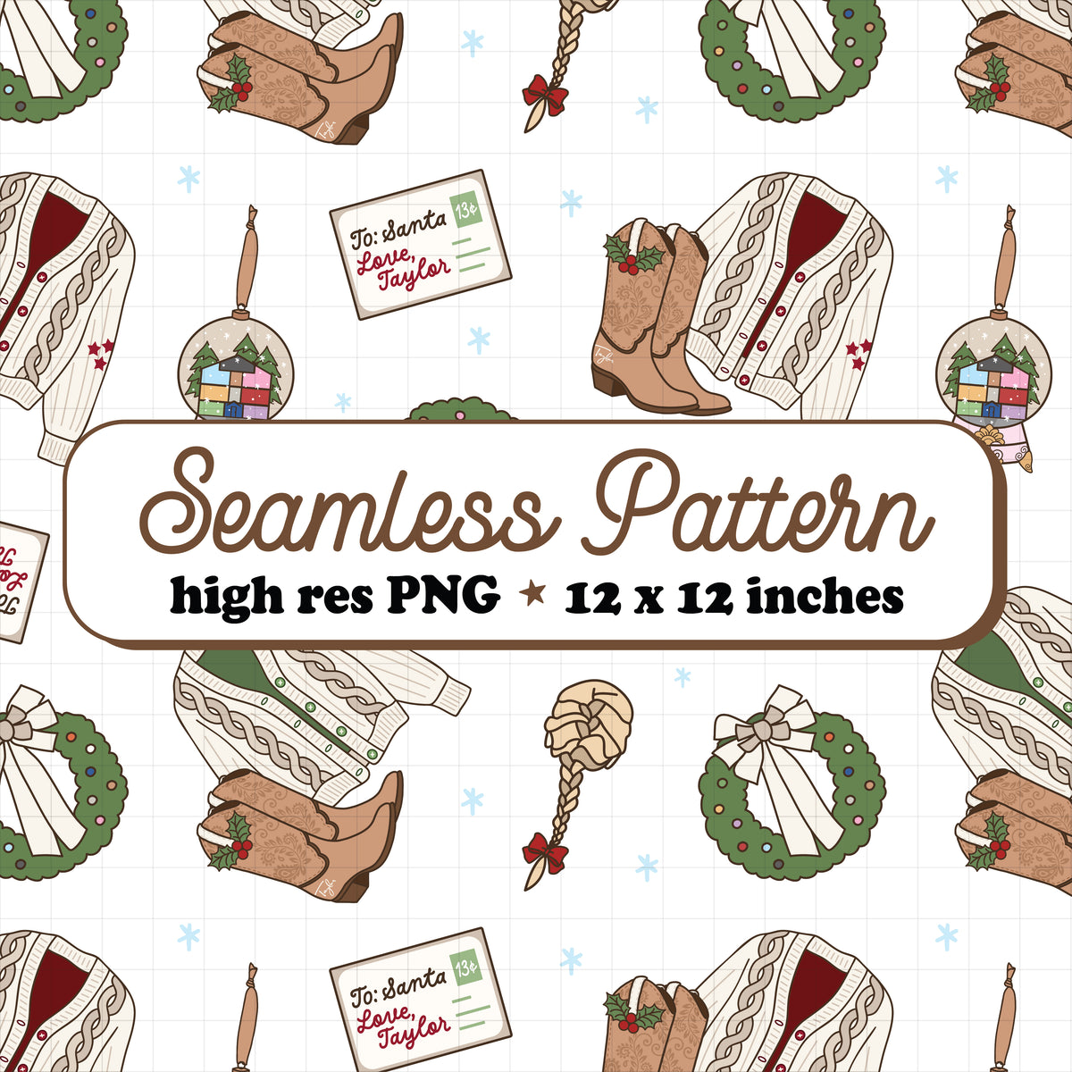Cardigan Christmas Seamless Pattern PNG