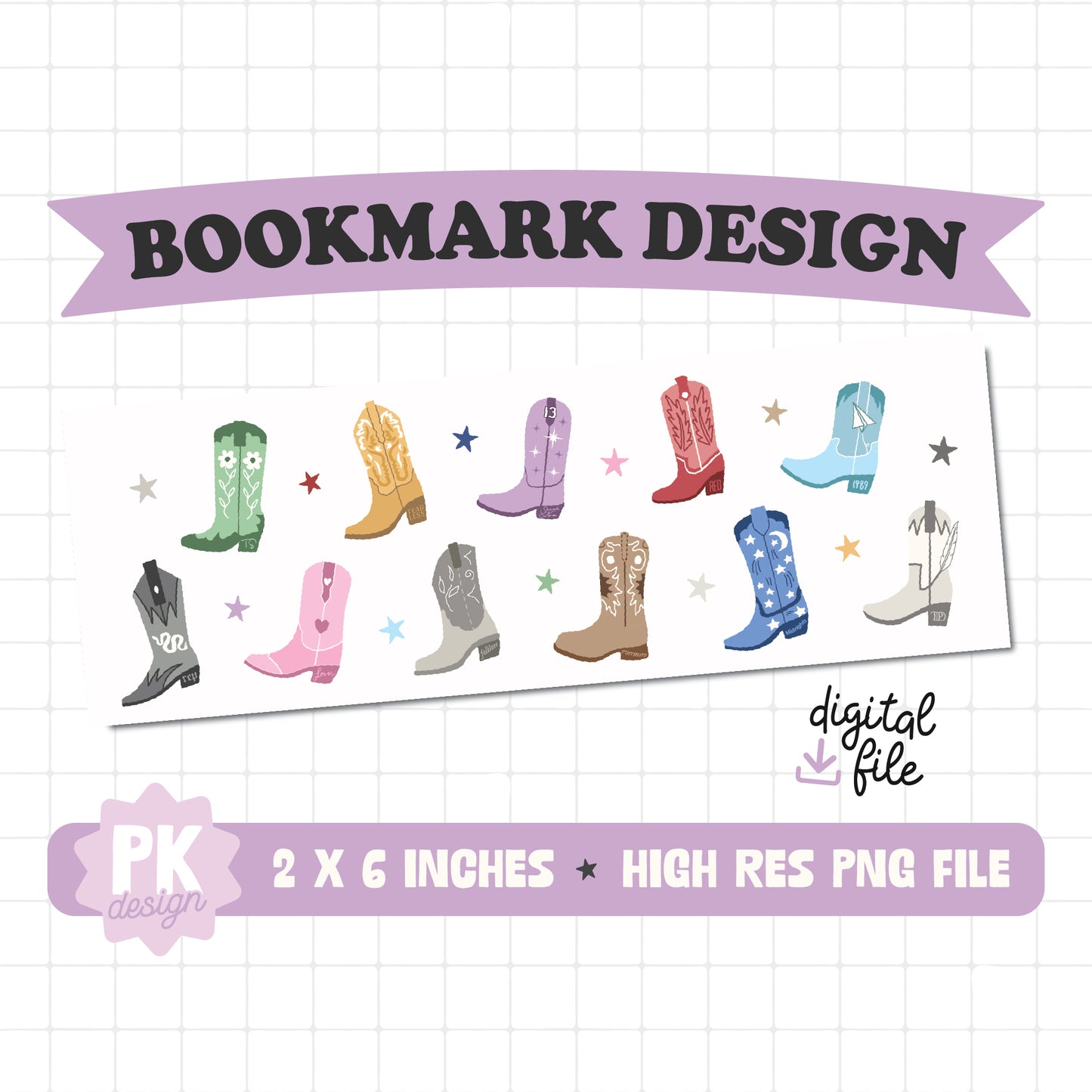 Eras Cowgirl Boots Bookmark Design PNG