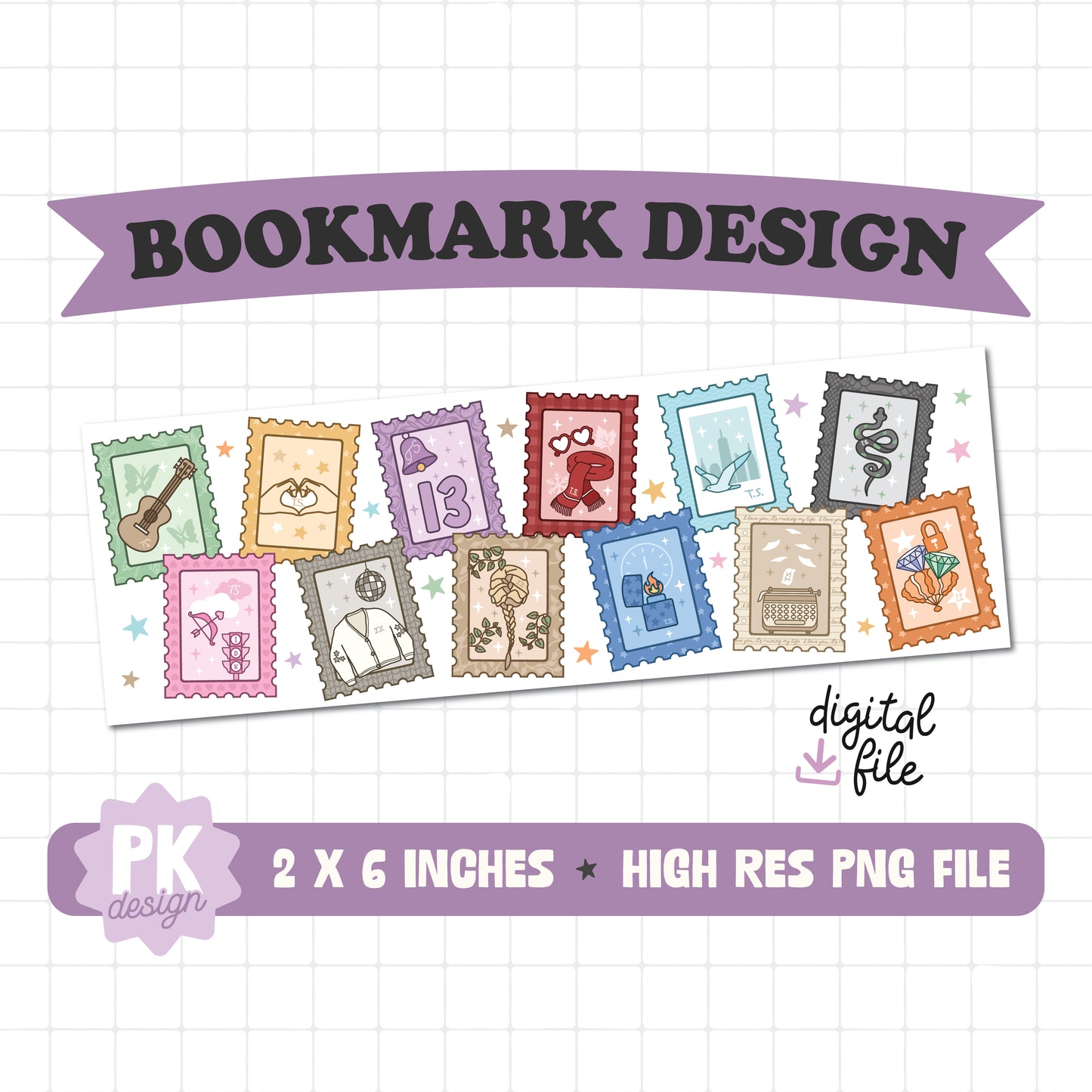 Eras Stamps Bookmark Design PNG