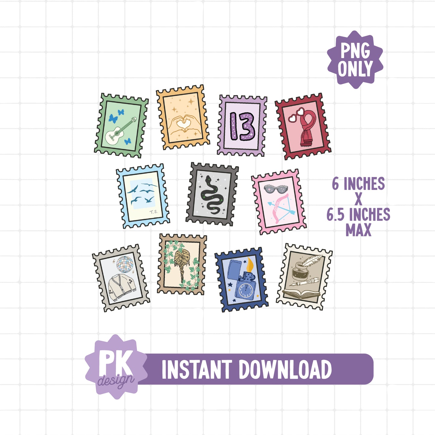 Eras Stamps PNG - One Graphic (NOT Separate Stamps)