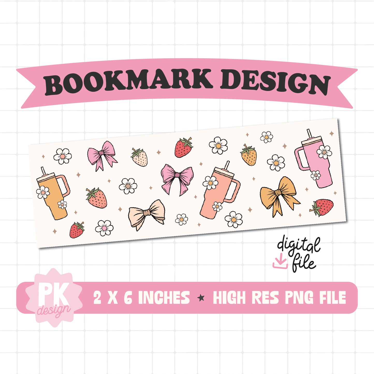 Girly Girl Summer Bookmark Design PNG