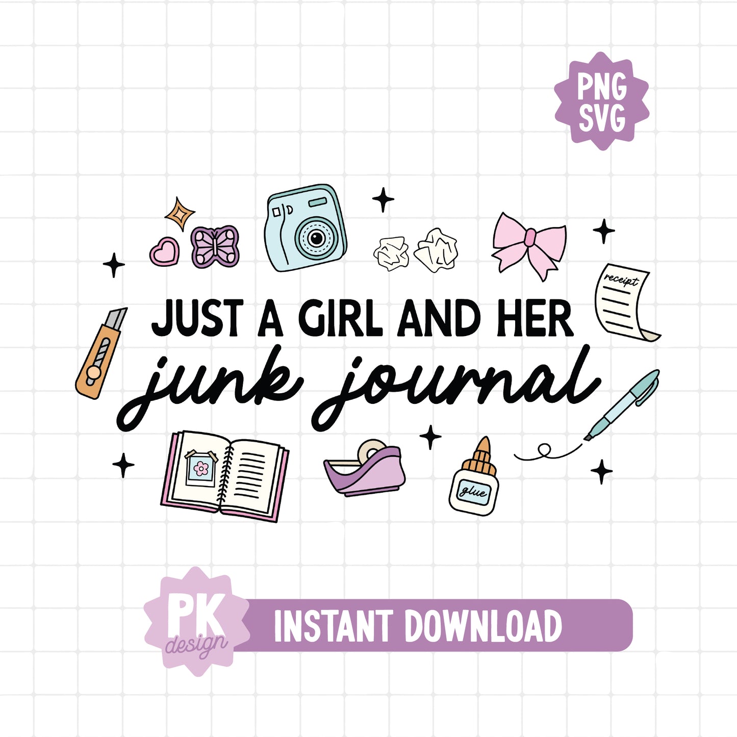 Just A Girl and Her Junk Journal SVG + PNG