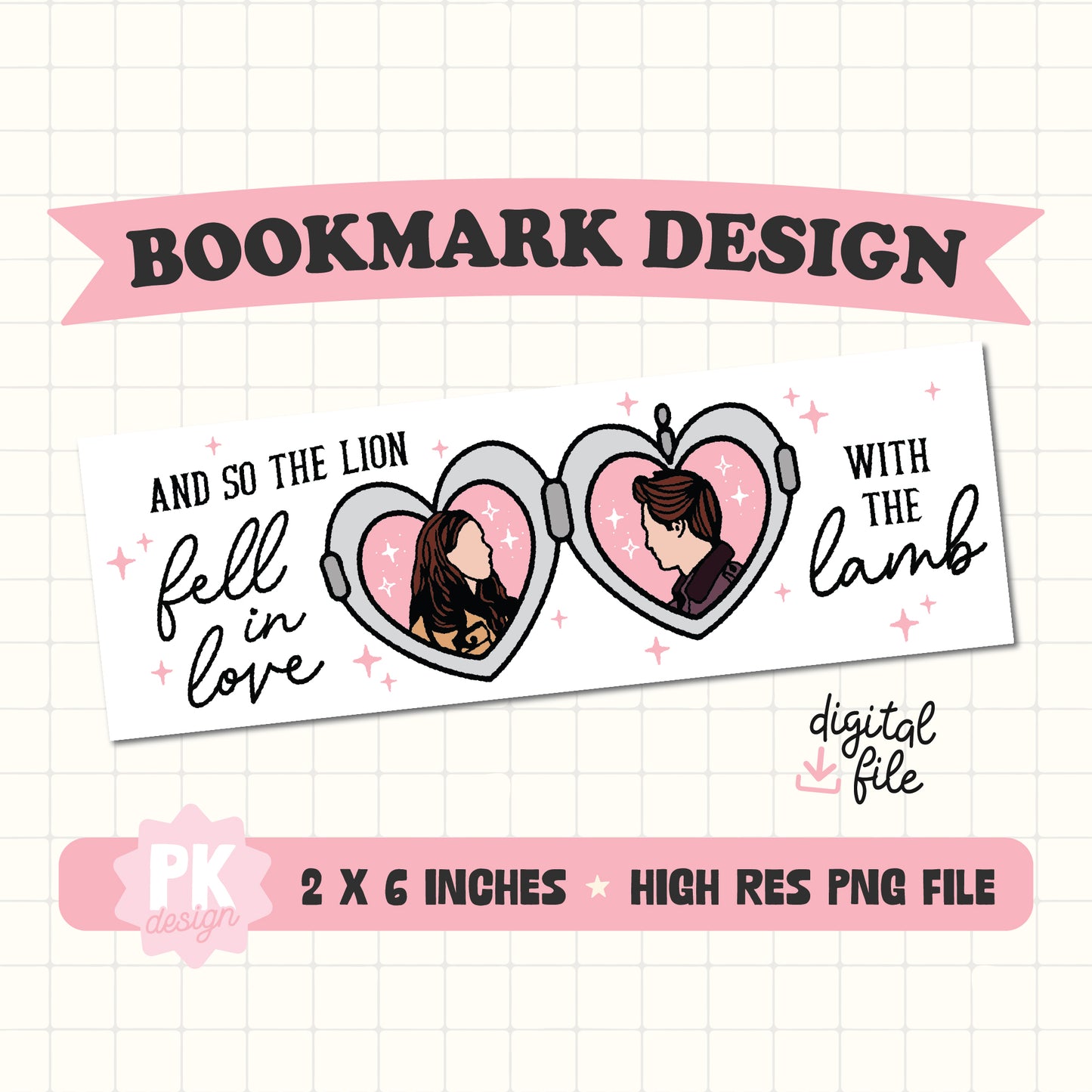 Lion Fell in Love with the Lamb Bookmark Design PNG