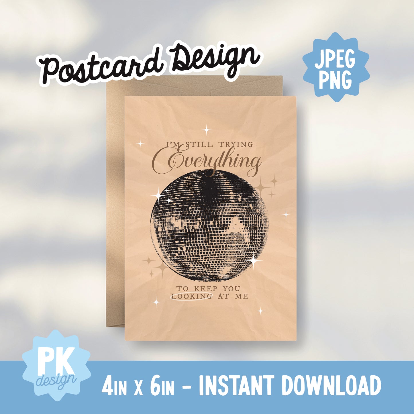 Mirrorball Postcard Design 4x6 - JPEG + PNG
