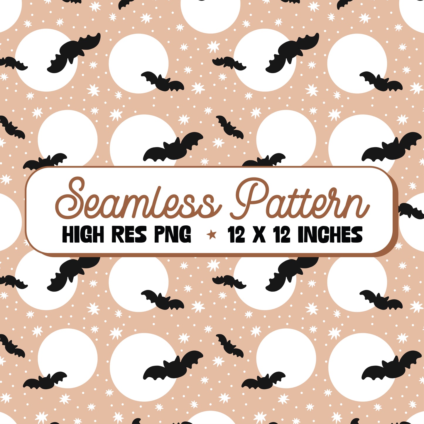 Moonlit Bats Seamless Pattern PNG