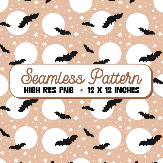 Moonlit Bats Seamless Pattern PNG