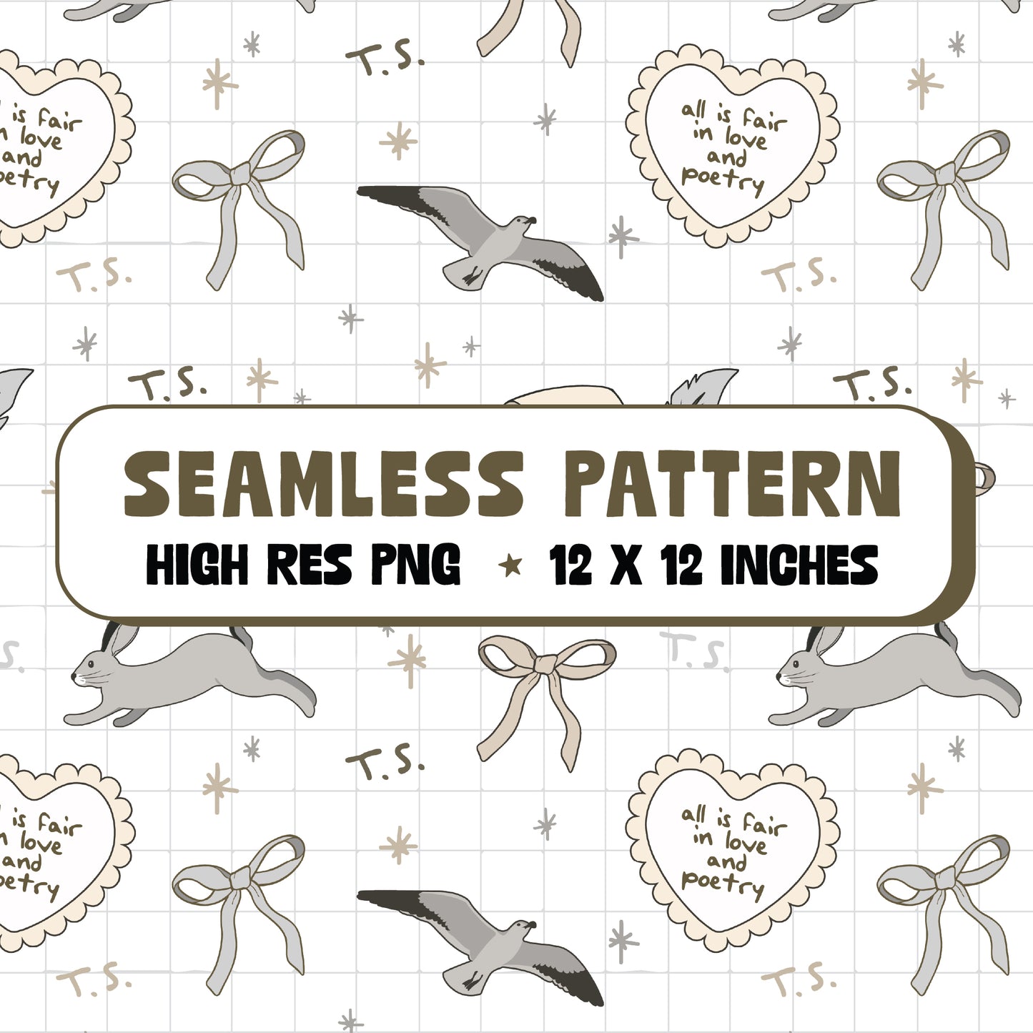 Tortured Poets Seamless Pattern PNG