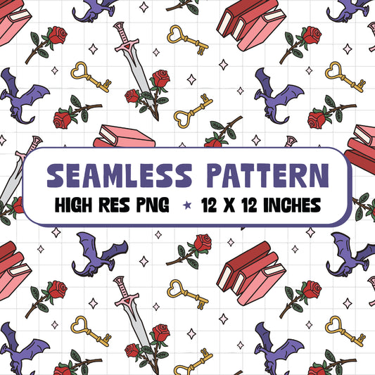 Romantasy Seamless Pattern PNG