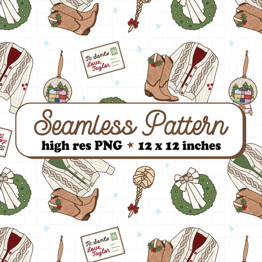Cardigan Christmas Seamless Pattern PNG