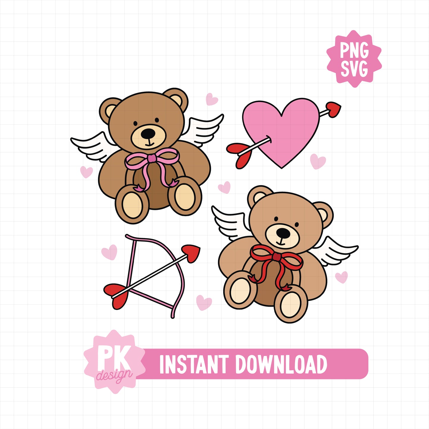 Cupid Teddy Bears SVG + PNG