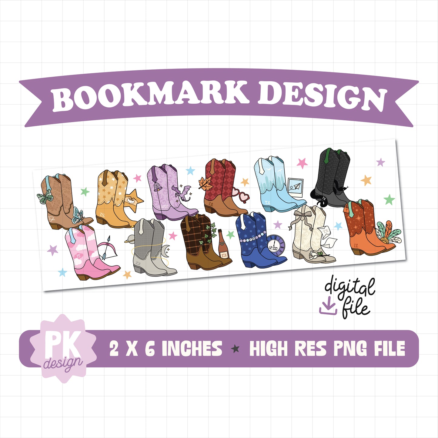 Eras Cowgirl Boots Bookmark Design PNG