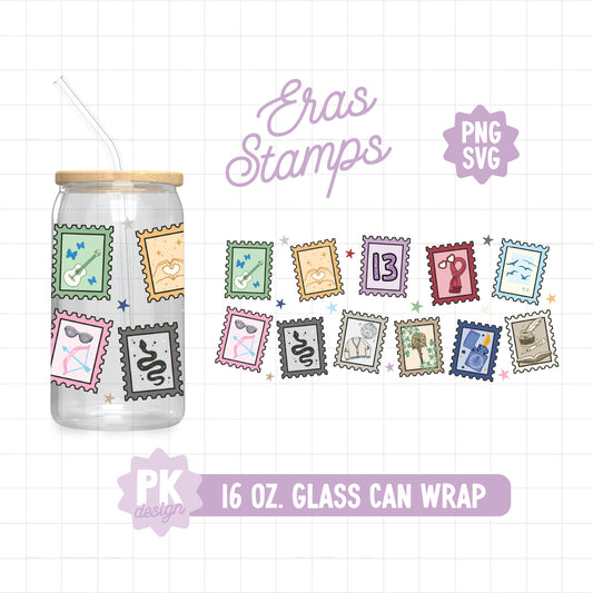 Eras Stamps 16 oz. Glass Can Design SVG + PNG