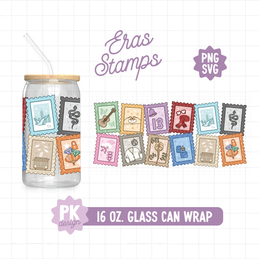 Eras Stamps 16 oz. Glass Can Design SVG + PNG