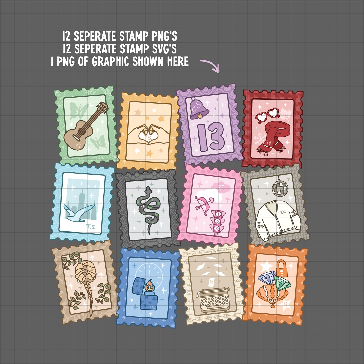 Eras Stamps BUNDLE - SVG + PNG File Bundle - Individual Stamps & Graphic