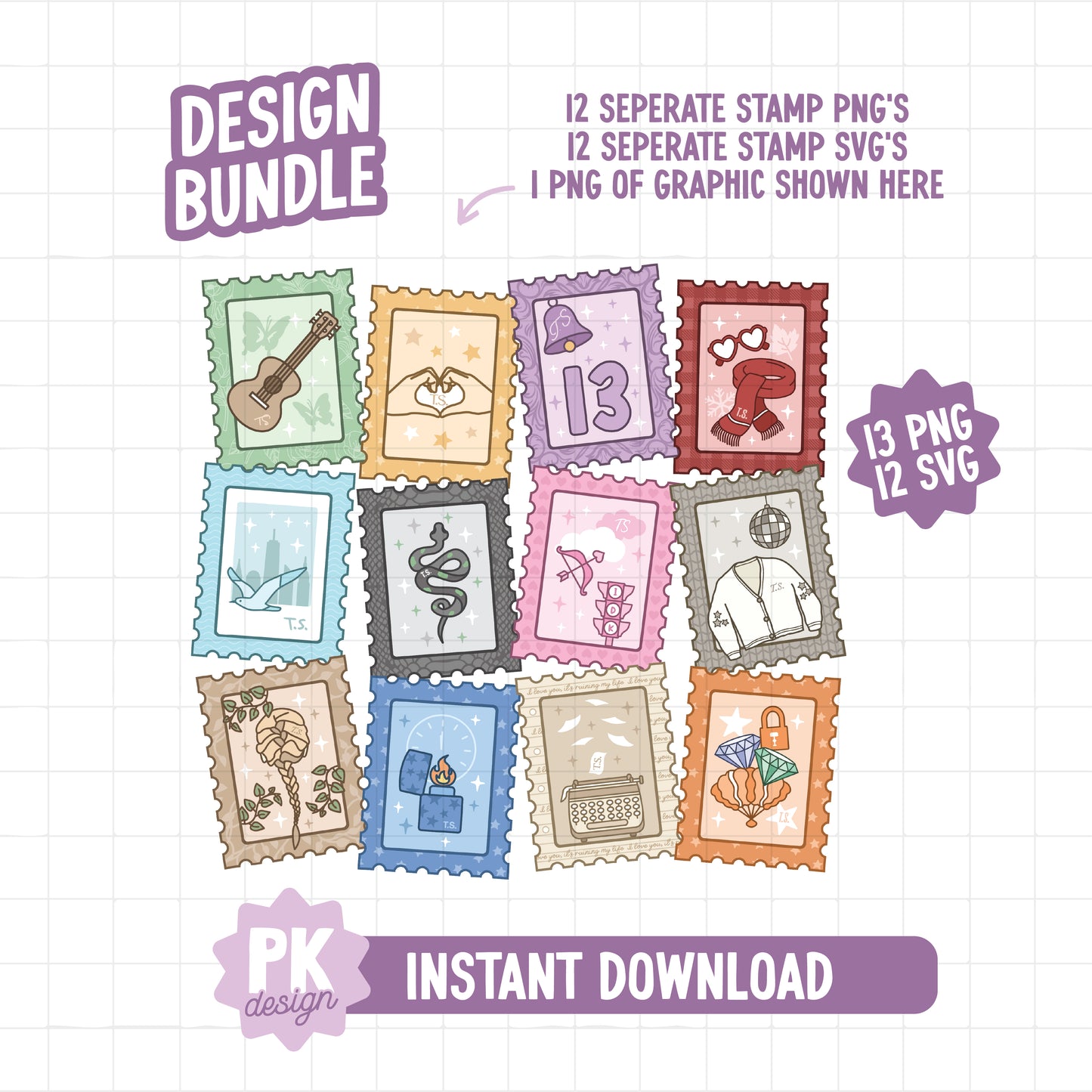 Eras Stamps BUNDLE - SVG + PNG File Bundle - Individual Stamps & Graphic