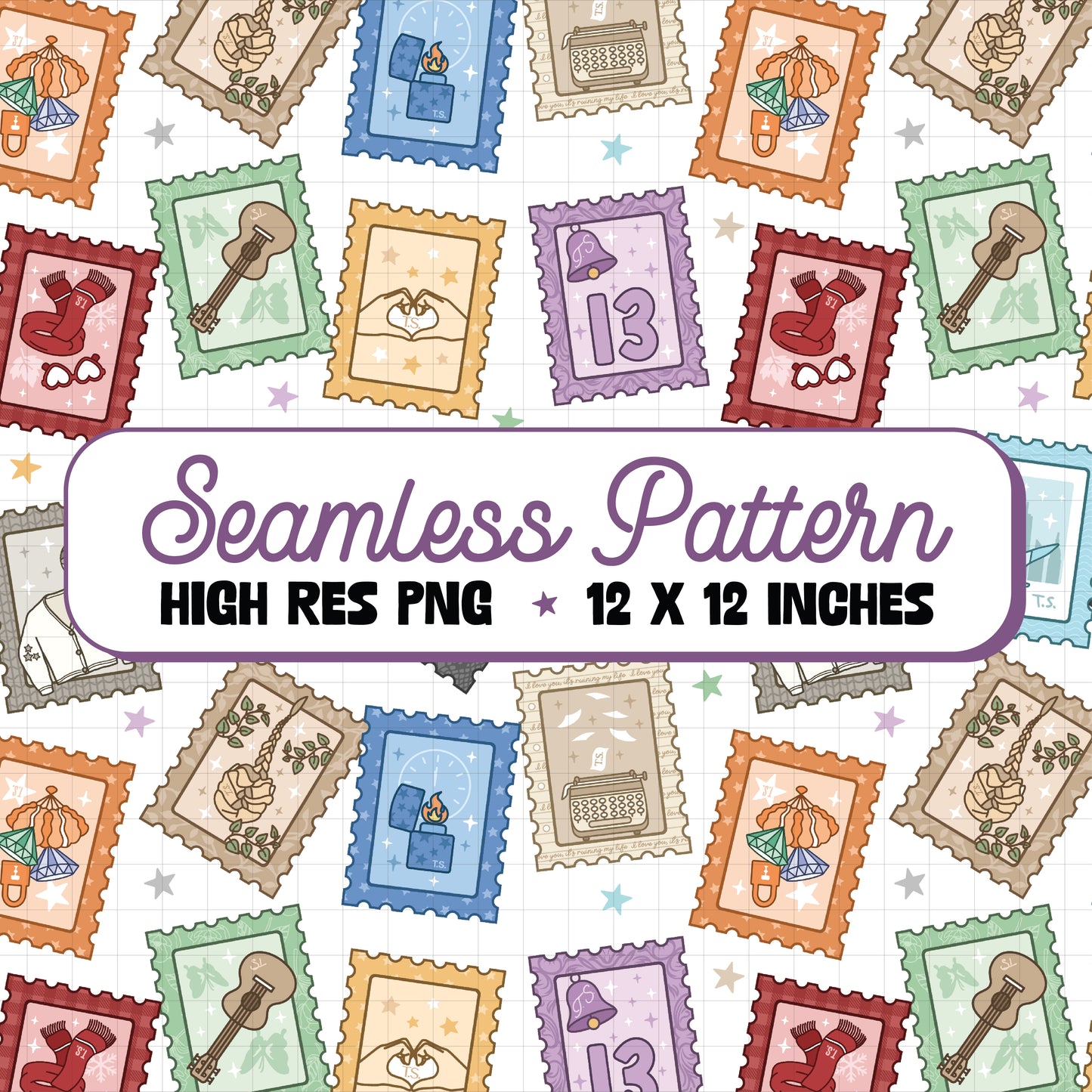 Eras Stamps Seamless Pattern PNG