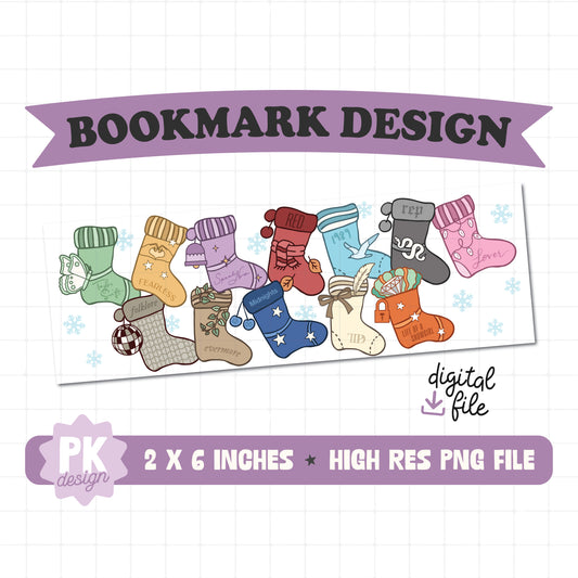 Eras Christmas Stockings Bookmark Design PNG
