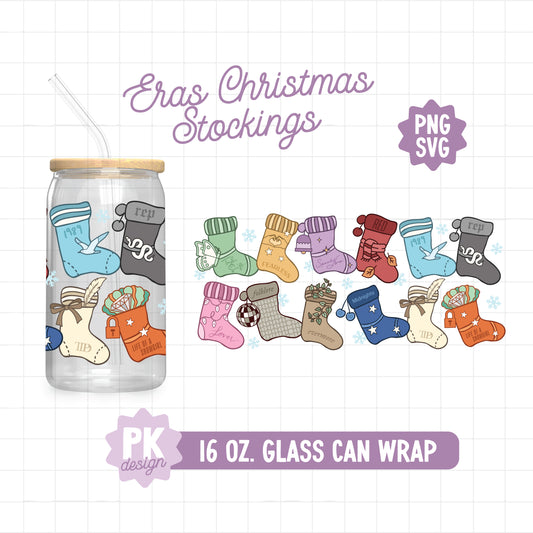Eras Christmas Stockings Glass Can Design SVG + PNG