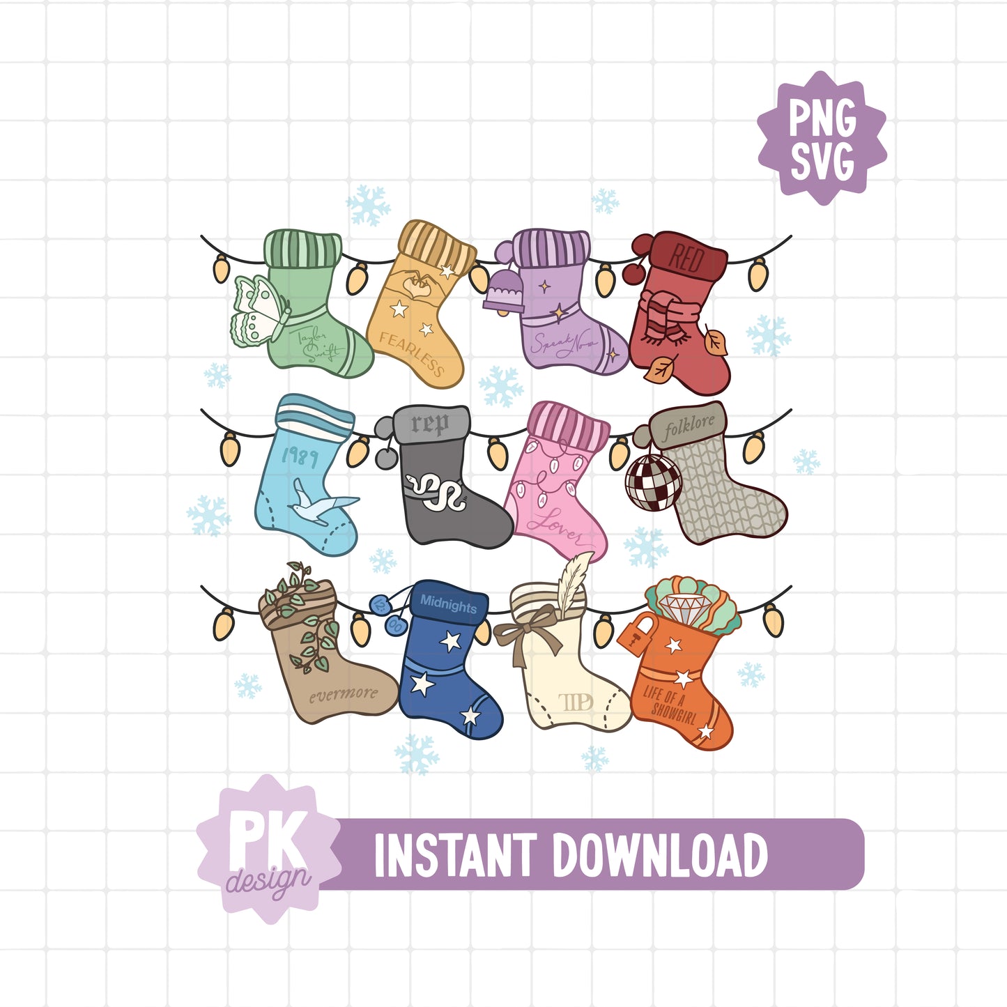 Eras Christmas Stockings SVG + PNG