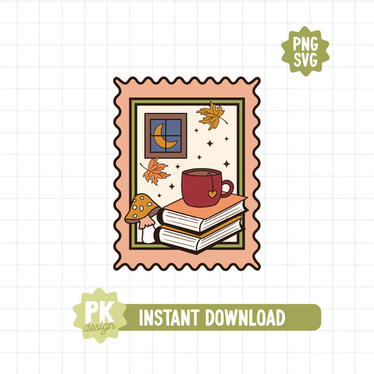 Fall Bookish Stamp SVG + PNG