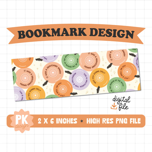 Halloween Vinyl Records Bookmark Design PNG