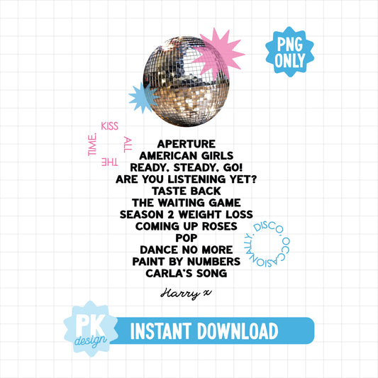 Kiss and Disco Tracklist Design PNG ONLY