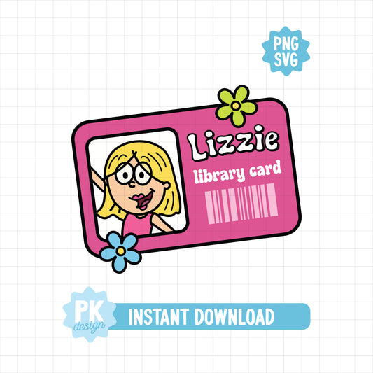 Lizzie Library Card SVG + PNG