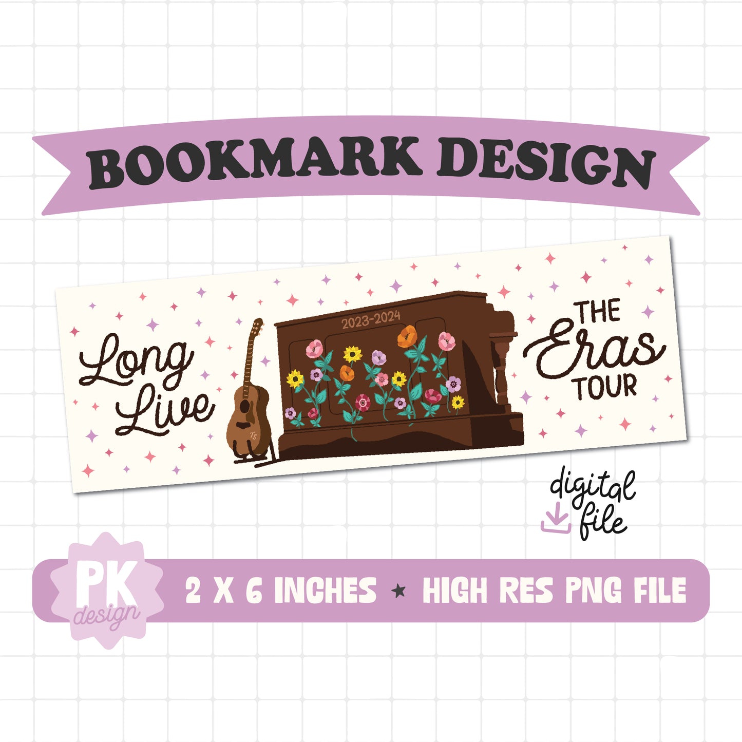Tour Piano Bookmark Design PNG