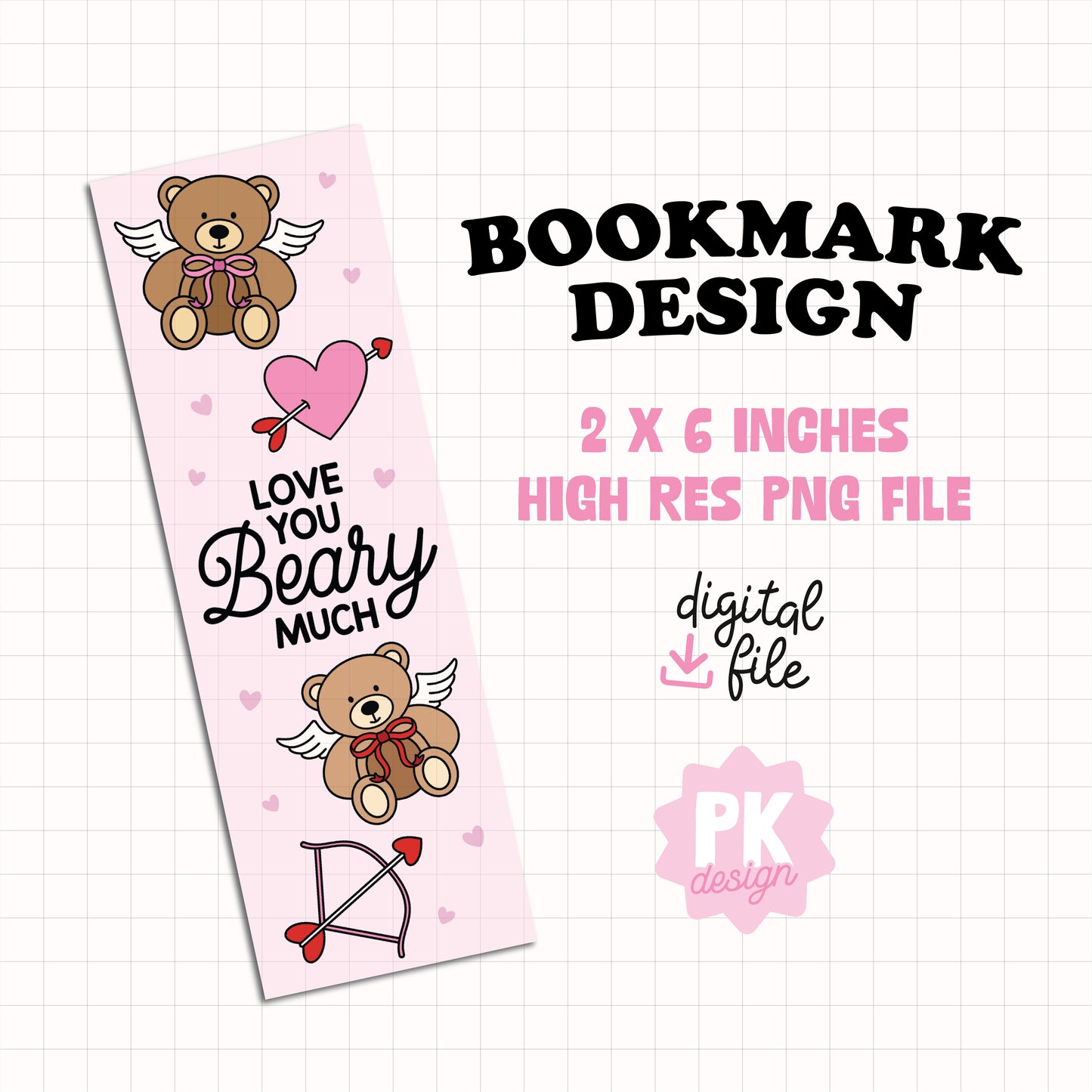 Love You Beary Much Bookmark Design PNG