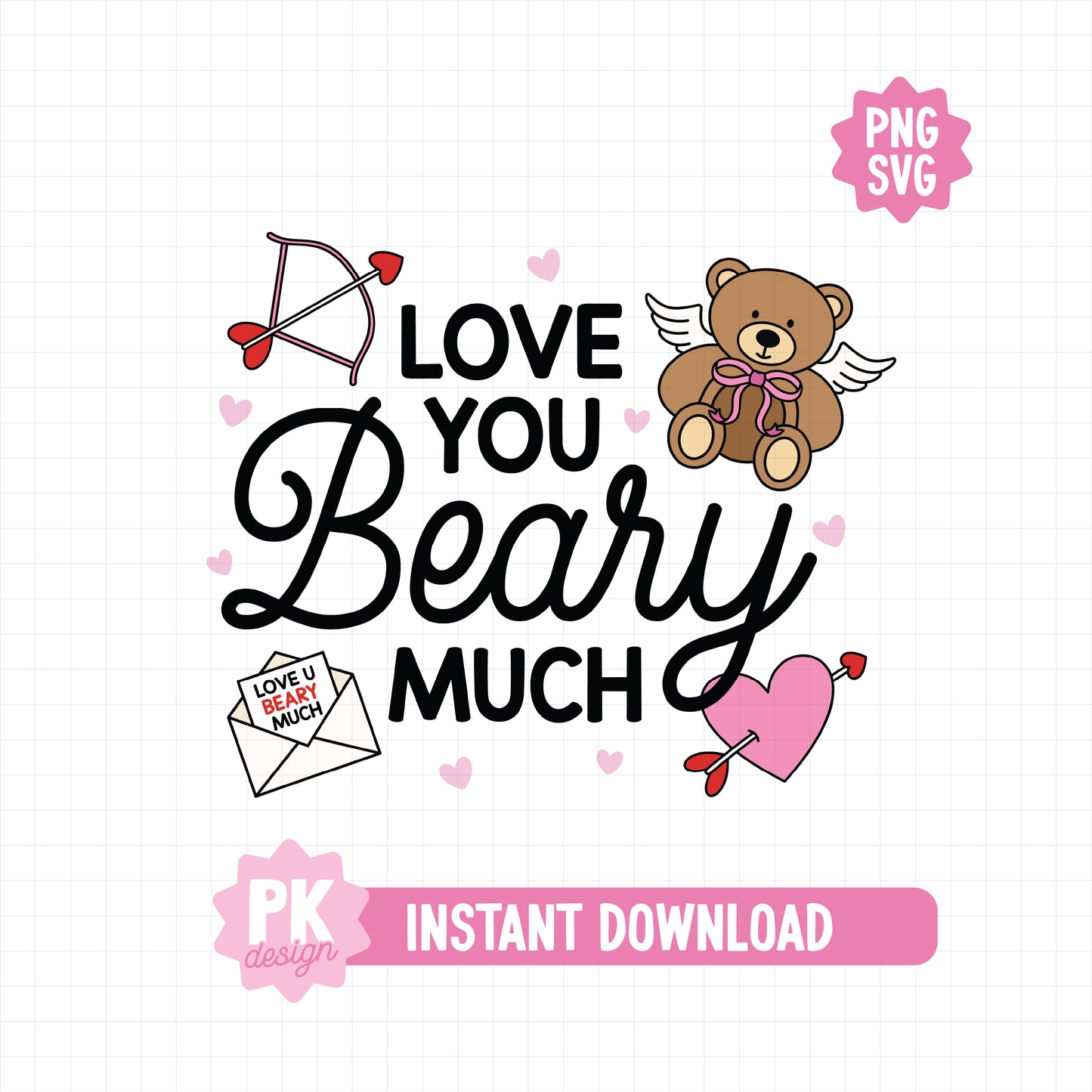 Love You Beary Much Cupid Teddy Bear SVG + PNG