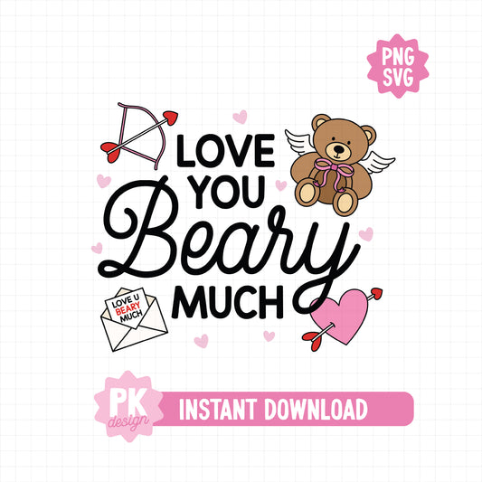 Love You Beary Much Cupid Teddy Bear SVG + PNG