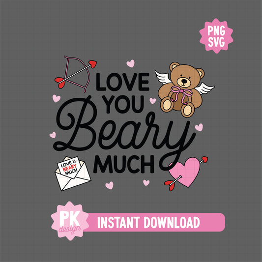 Love You Beary Much Cupid Teddy Bear SVG + PNG