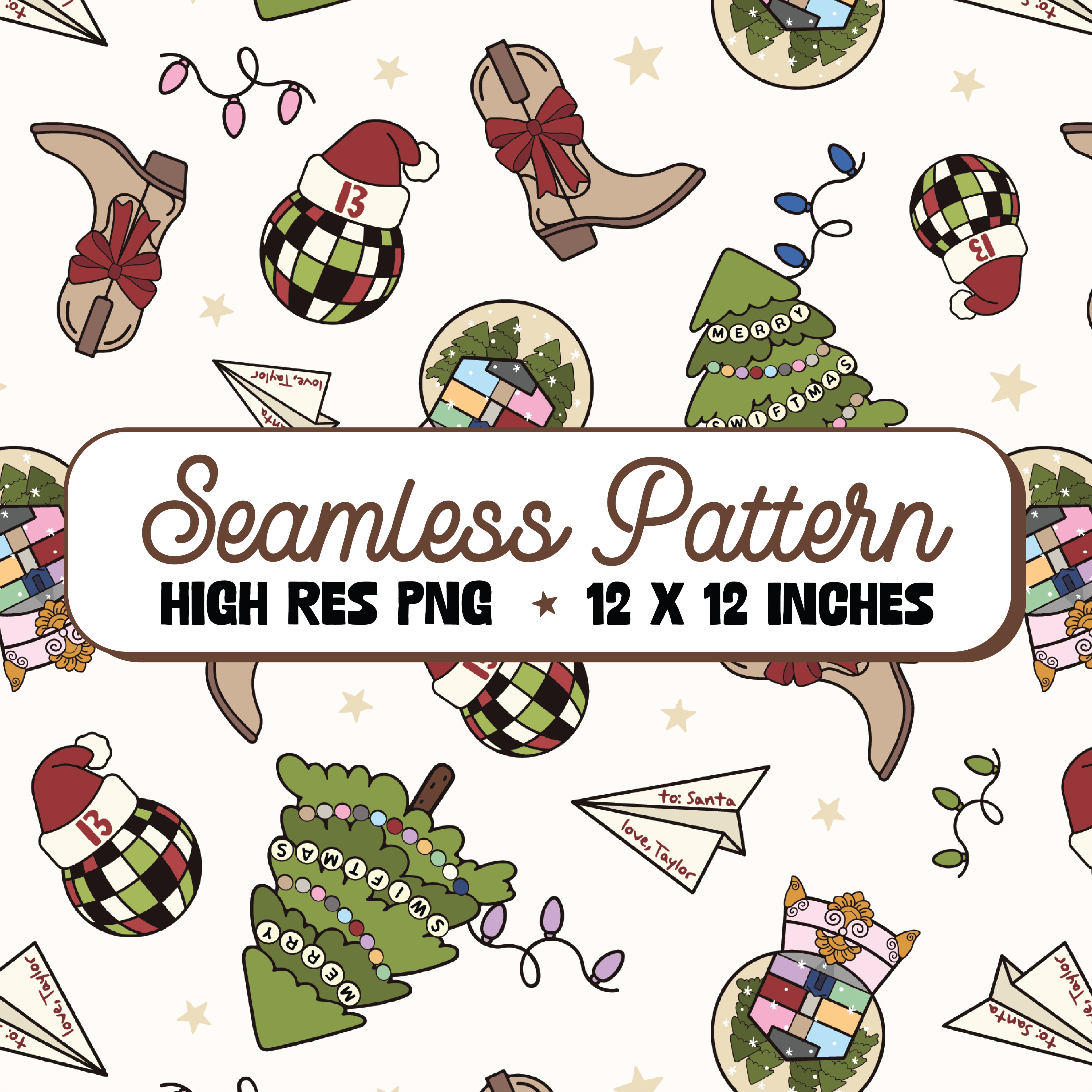 Merry Swiftmas Seamless Pattern PNG – Peachy Keen Design