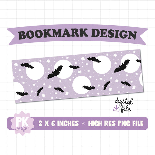 Moonlit Bats Bookmark Design PNG
