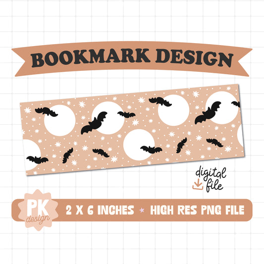 Moonlit Bats Bookmark Design PNG