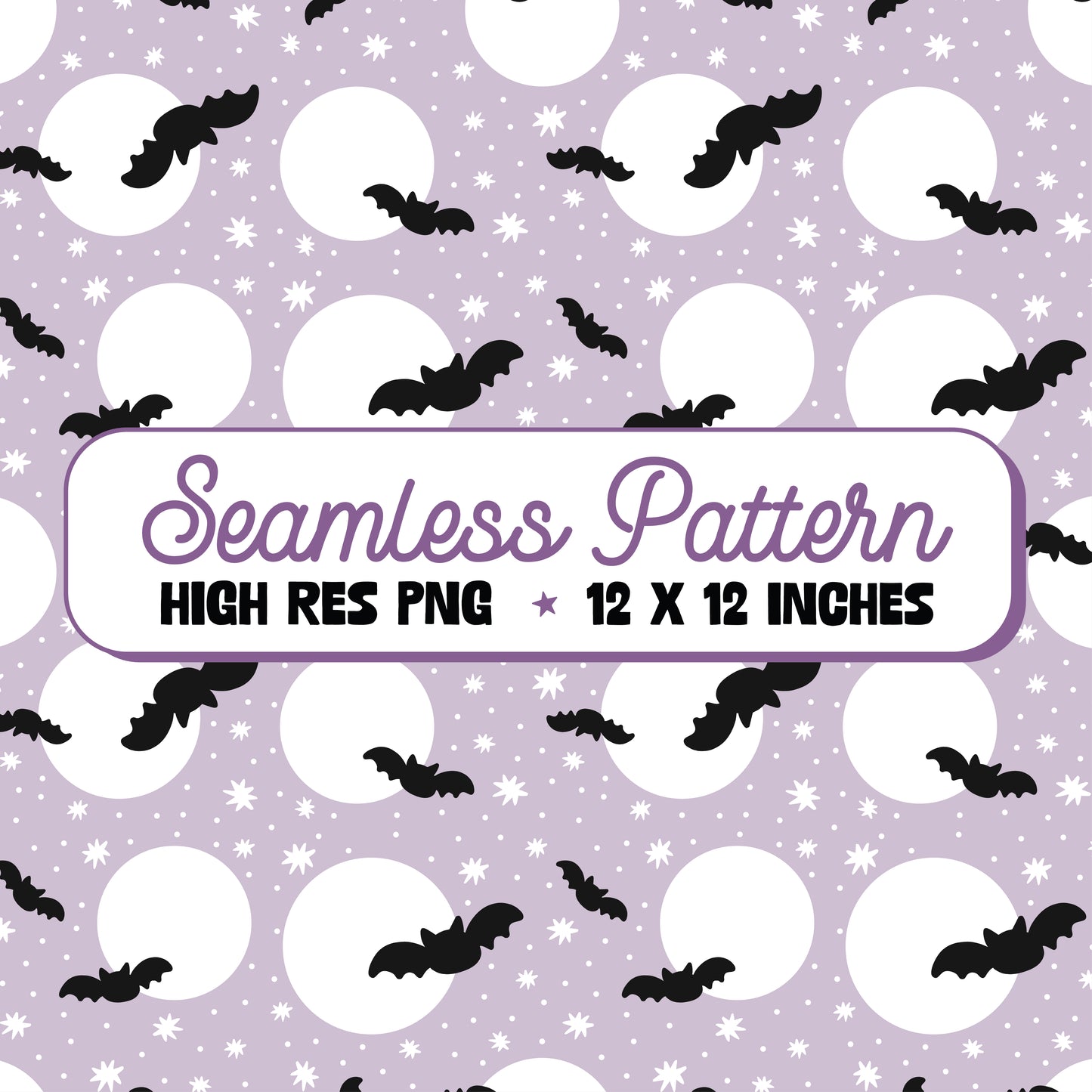 Moonlit Bats Seamless Pattern PNG
