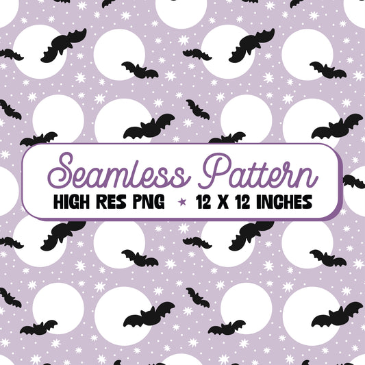 Moonlit Bats Seamless Pattern PNG