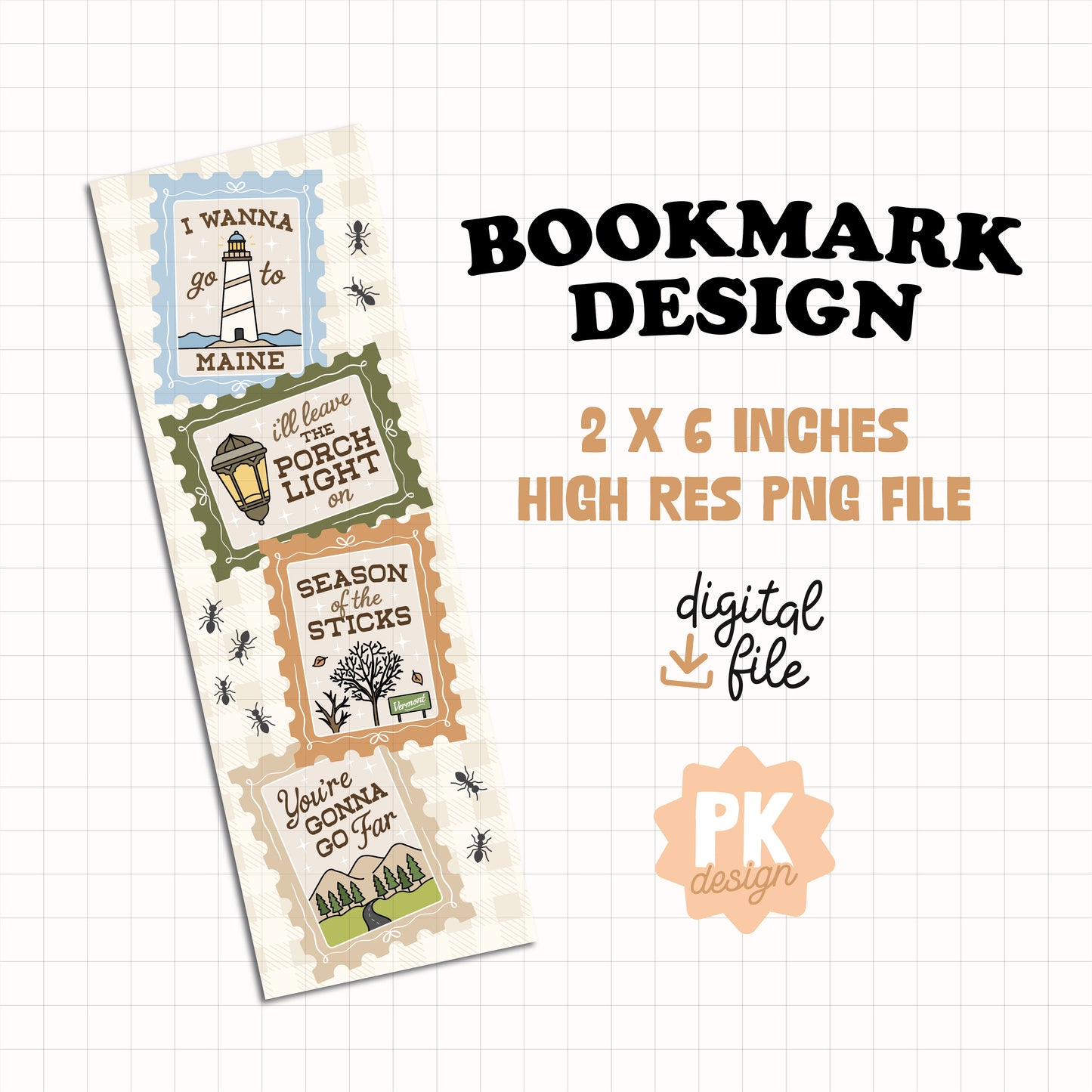 Noah Stamps Bookmark Design PNG