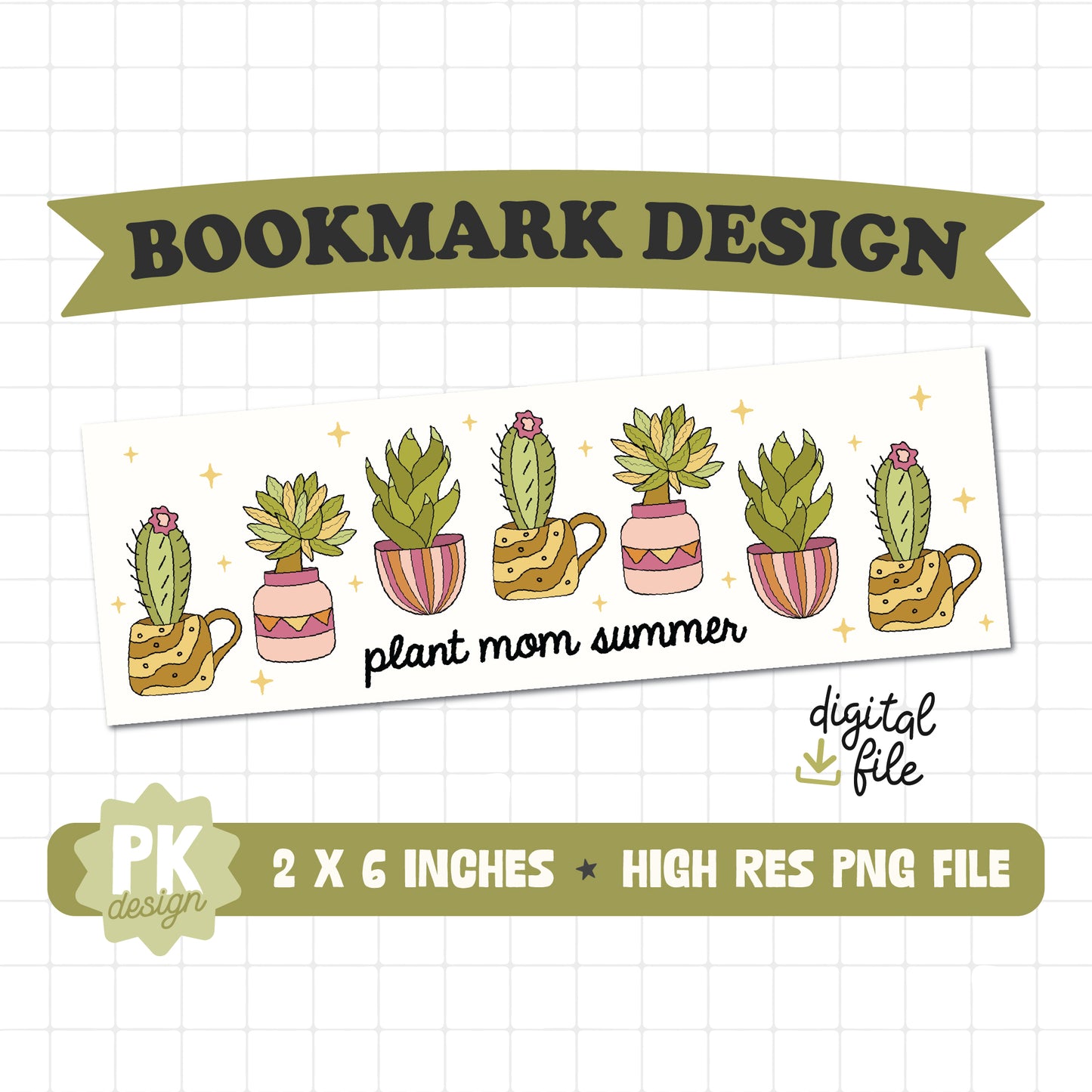 Plant Mom Summer Bookmark Design PNG