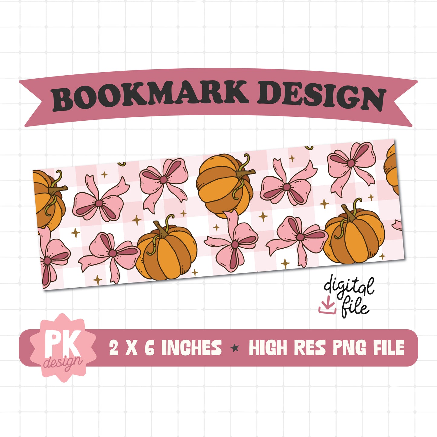 Pumpkins and Bows Bookmark Design PNG
