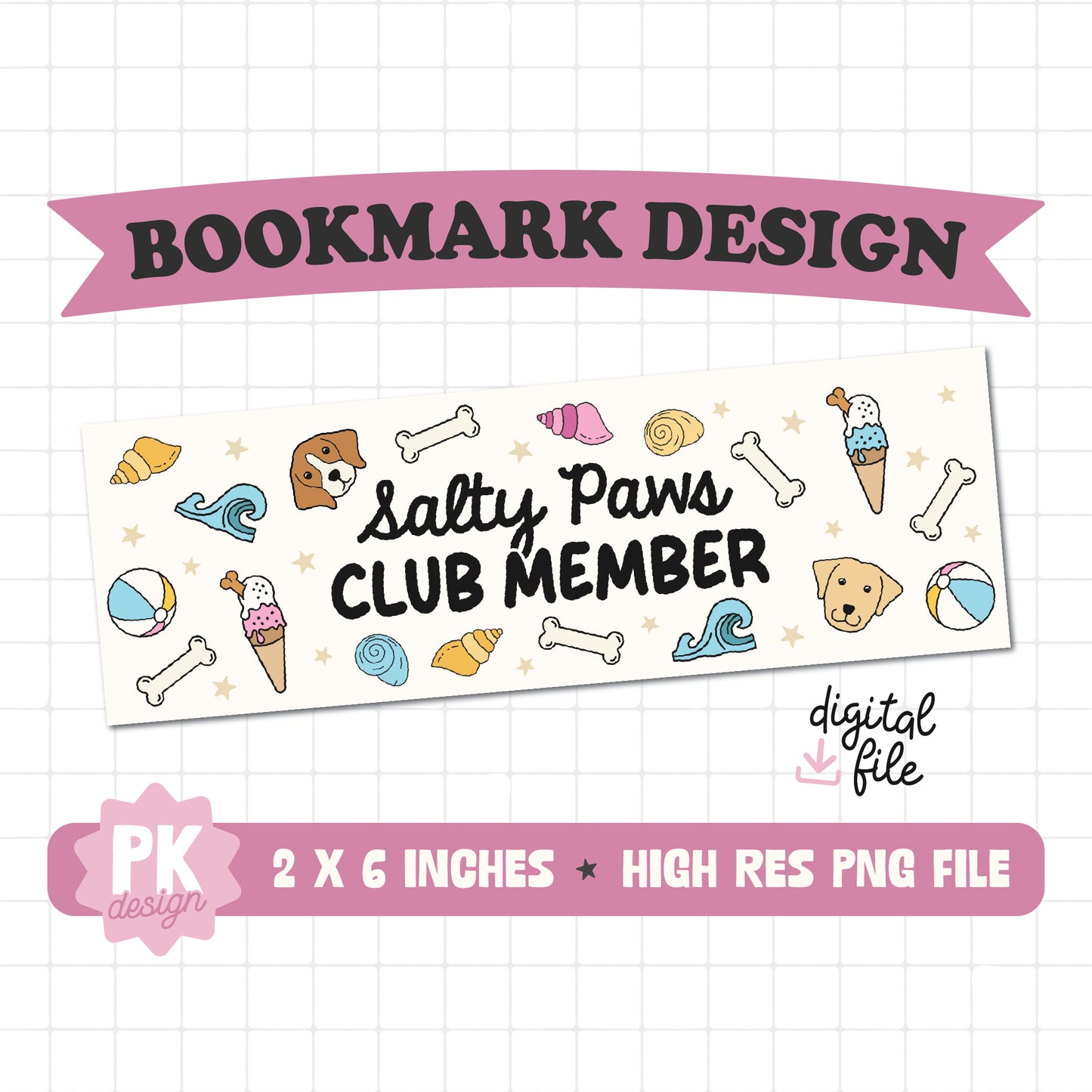 Salty Paws Club Member Bookmark Design PNG