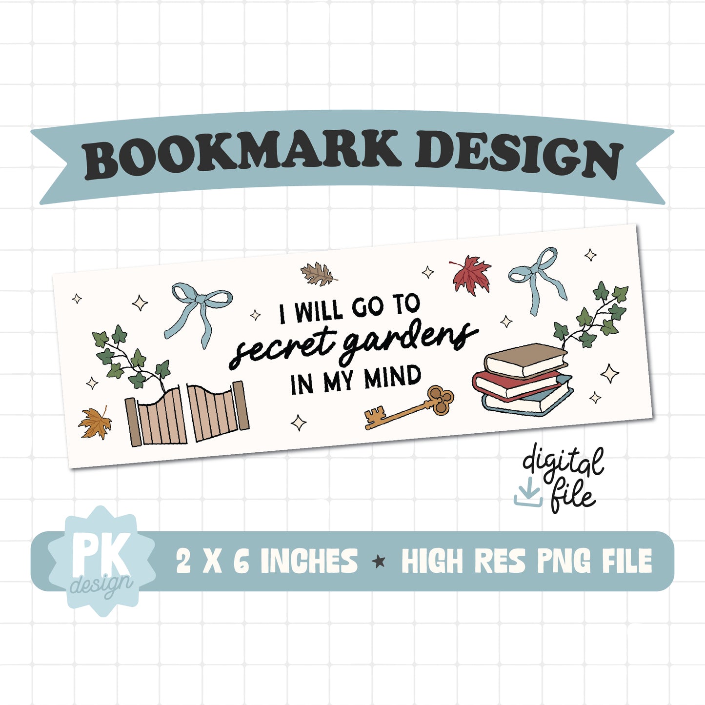 Secret Gardens Bookmark Design PNG