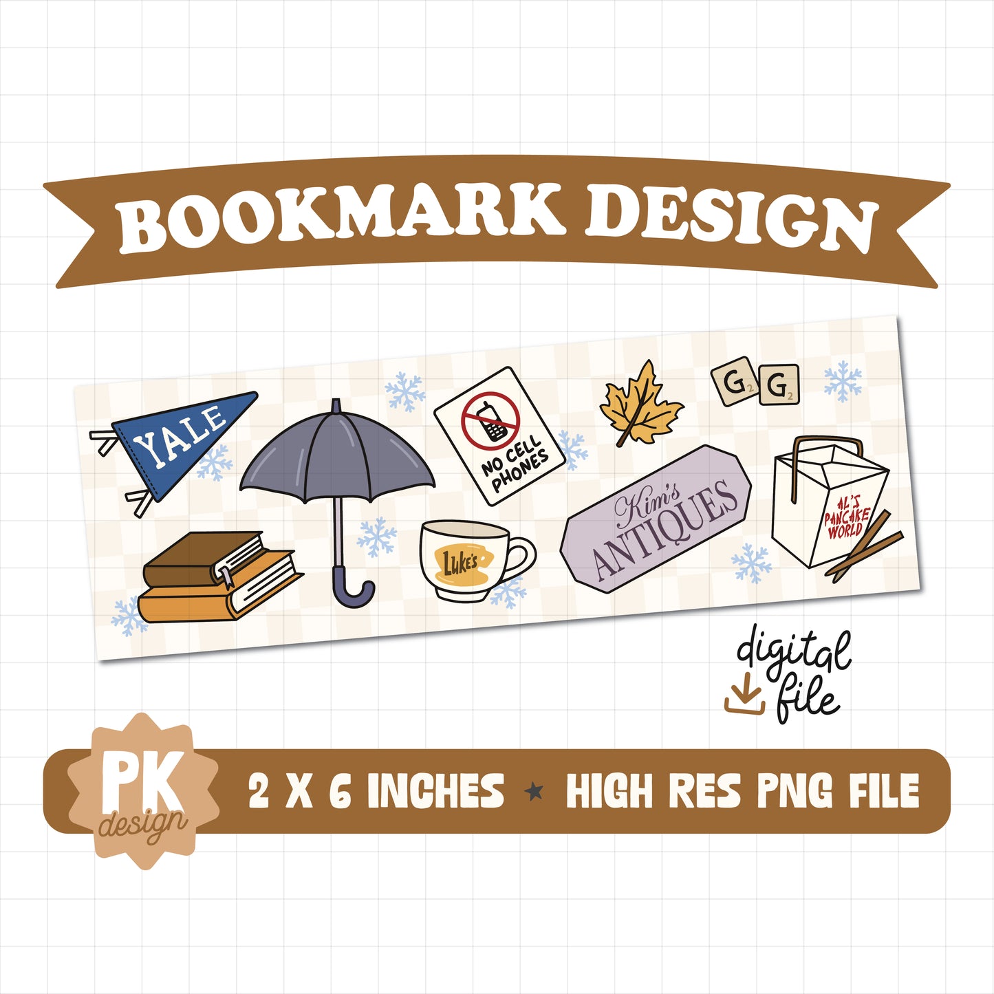 Stars Hollow Bookmark Design PNG