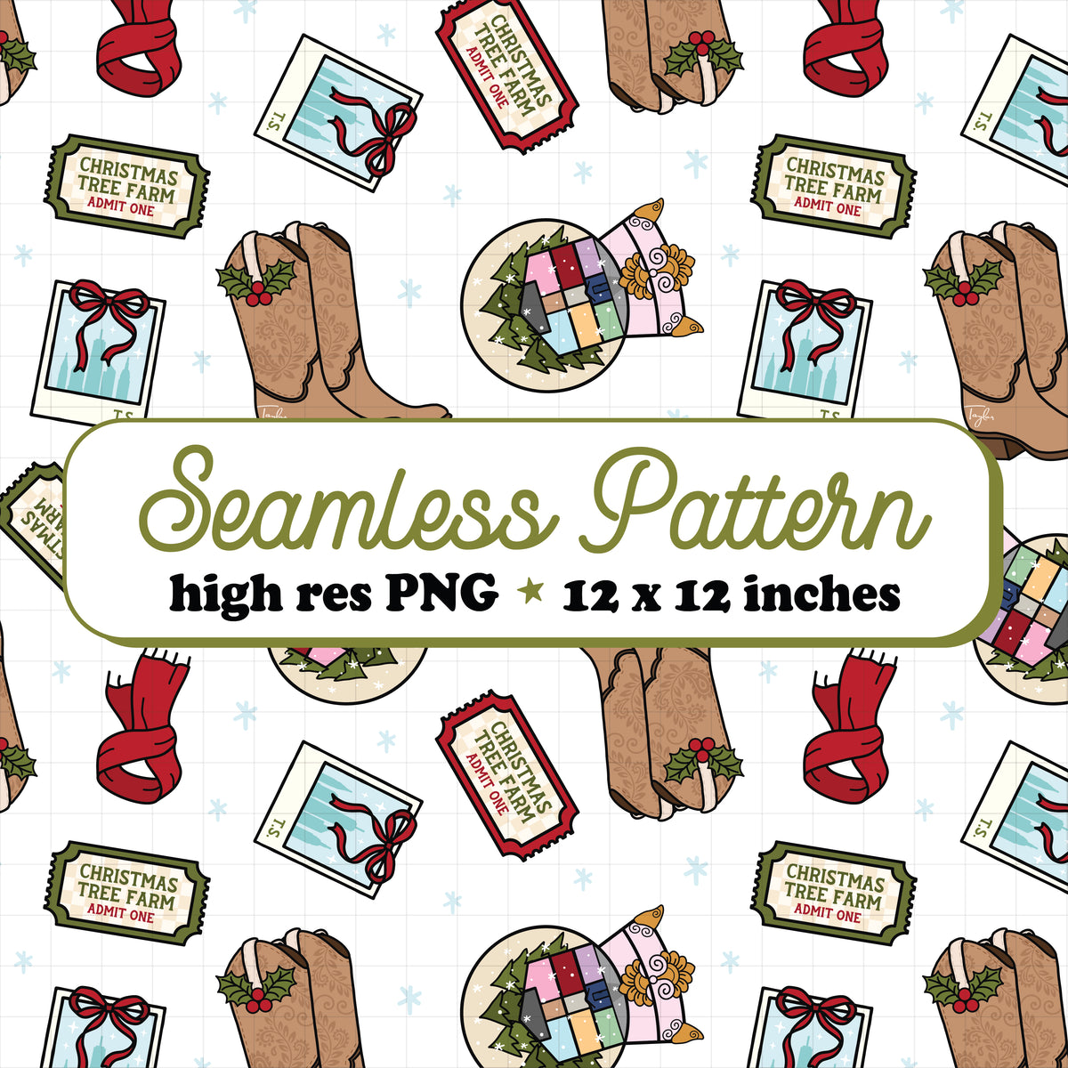 TS Christmas Seamless Pattern PNG