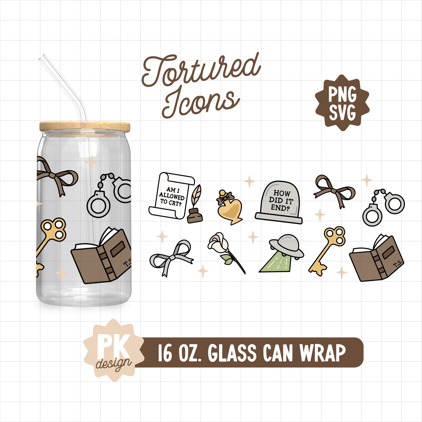 TTPD Icons 16 oz. Glass Can Design SVG + PNG