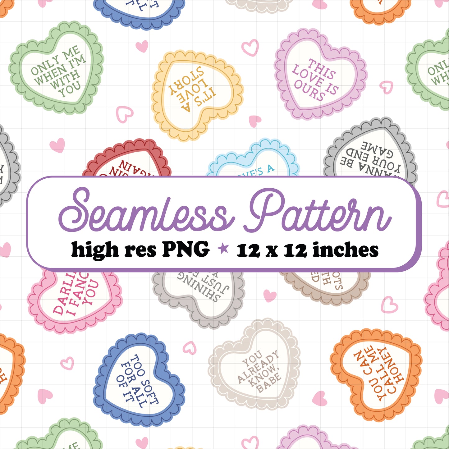 Taylor Valentine Lyrics Seamless Pattern PNG