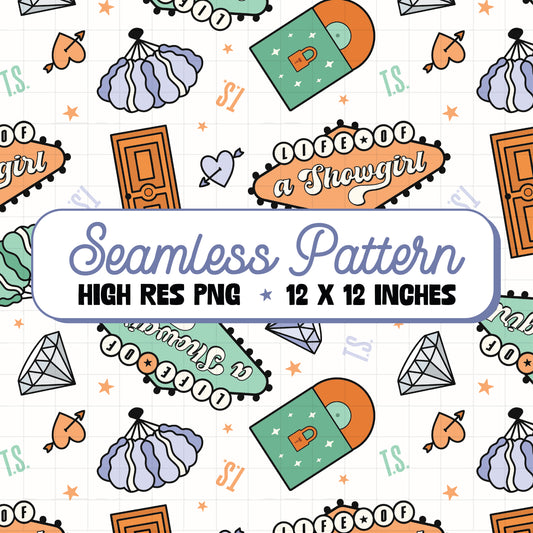 Life of a Showgirl Seamless Pattern PNG