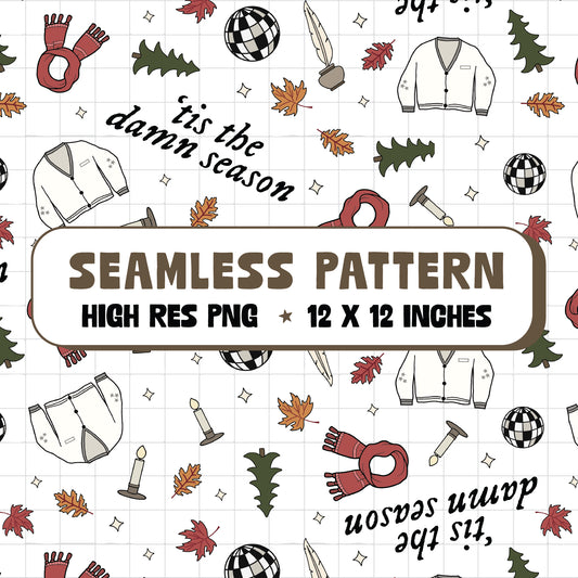 Tis The Damn Season Seamless Pattern PNG