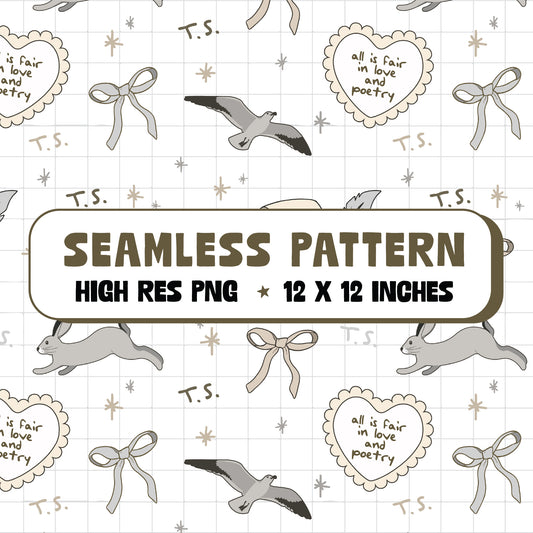 Tortured Poets Seamless Pattern PNG